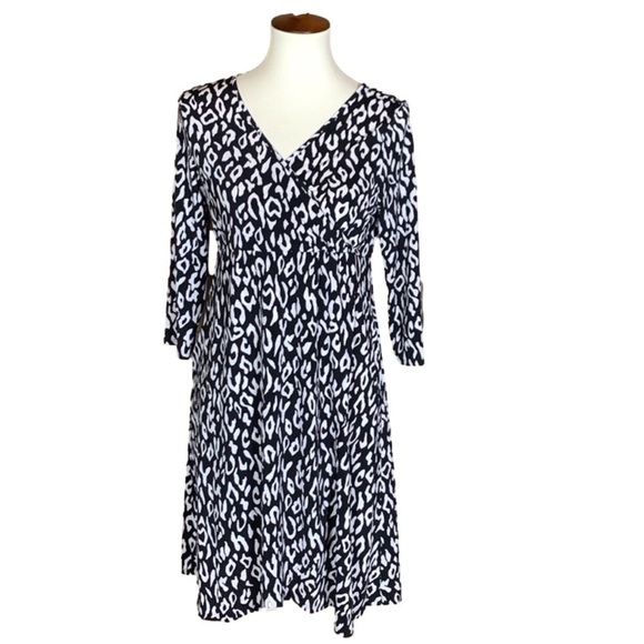 Sew in Love black and white leopard print faux wrap dress Size Medium - Picture 1 of 11